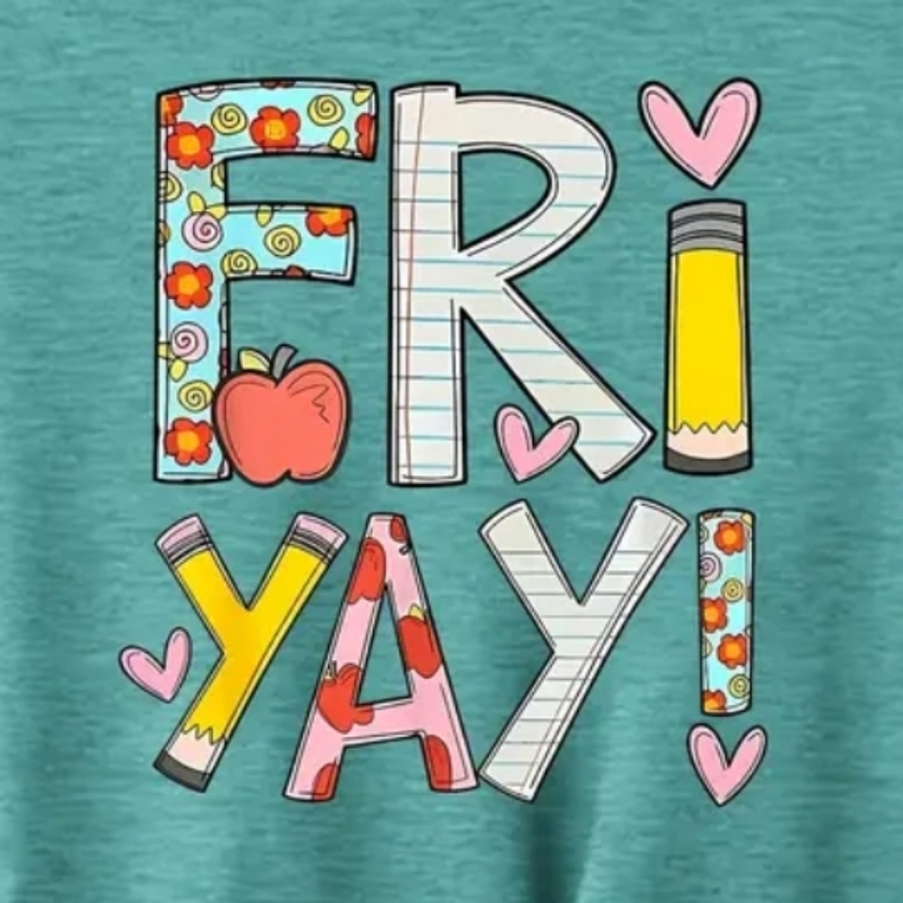 New! Fri Yay Graphic Tee XL – Retro Style Fun Friday Shirt, Comfy Travel Top - Picture 3 of 7
